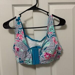 Comfort Choice Teal & Pink Floral Front-Closure Bra